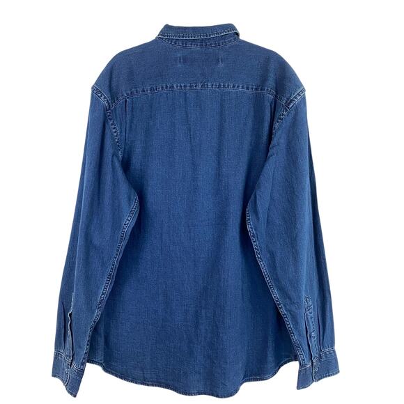Old Navy Everyday Denim Shirt Men XL Blue Button Up Long Sleeve Regular Fit NWT - Picture 3 of 9